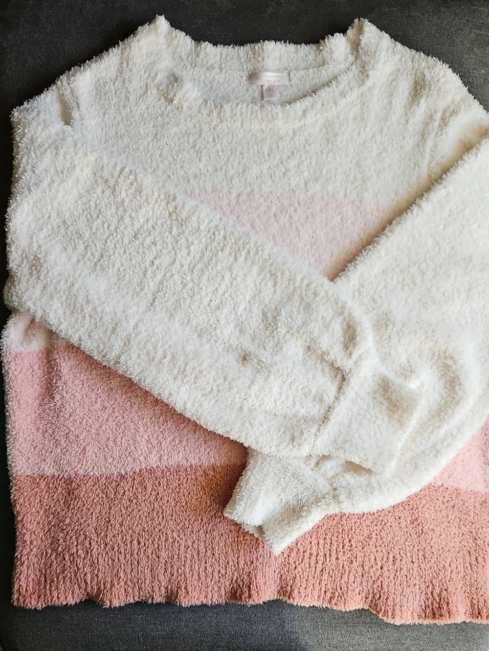 LC Lauren Conrad Fuzzy Ombré Striped Crewneck Sweater XXL